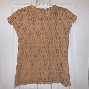 Paul & Joe Sister Nude Eyelet Lace Cap Sleeve Blouse